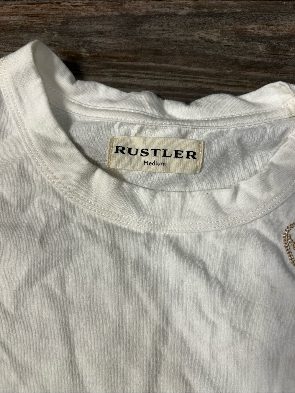 Rustler White Crewneck Tee with Subtle Script Accent - Picture 2 of 3
